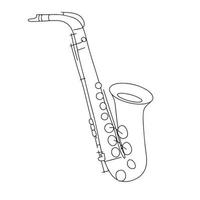 Saxophone outline vector illustration. Musical jazz instrument in doodle style as hand drawn object.