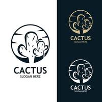 Vintage Cactus tree plant Logo nature design, desert plant vector illustration