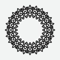 floral round frame with black color on white background vector