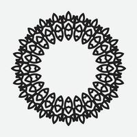 floral round frame with black color on white background vector