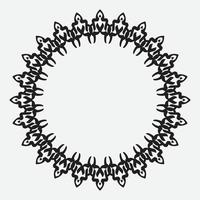 floral round frame with black color on white background vector
