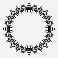 floral round frame with black color on white background vector