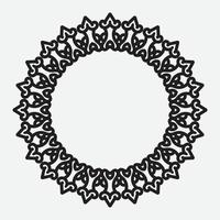 floral round frame with black color on white background vector