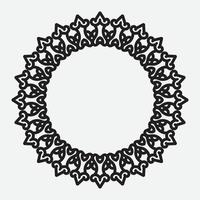 floral round frame with black color on white background vector