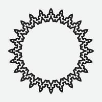 floral round frame with black color on white background vector