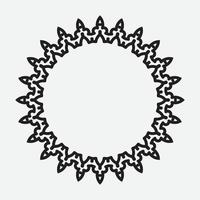 floral round frame with black color on white background vector