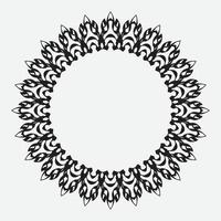 floral round frame with black color on white background vector