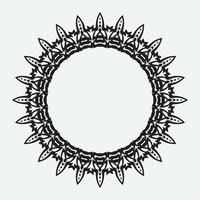 floral round frame with black color on white background vector