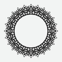 floral round frame with black color on white background vector