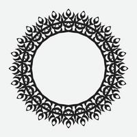 floral round frame with black color on white background vector