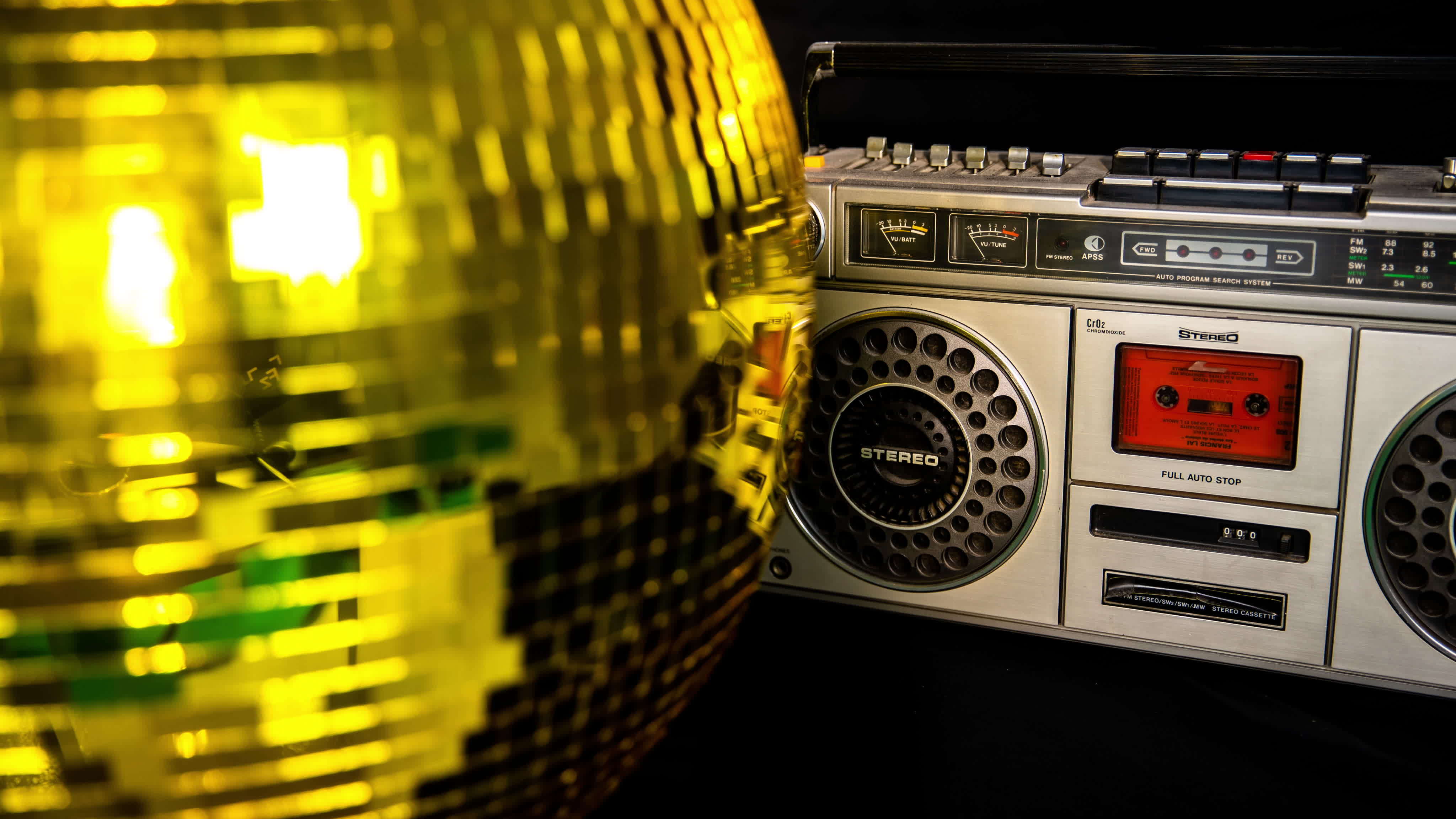 Retro stereos and disco ball 22812109 Stock Video at Vecteezy