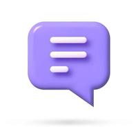 speech bubble 3d icon, Vector illustration, communication dialog bubble.