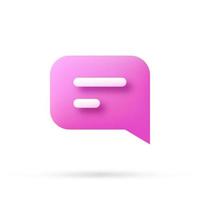 speech bubble 3d icon, Vector illustration, communication dialog bubble.