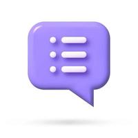 speech bubble 3d icon, Vector illustration, communication dialog bubble.