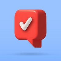 Check mark confirmation and approval icon. Vector 3d illustration.