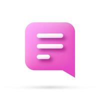 speech bubble 3d icon, Vector illustration, communication dialog bubble.