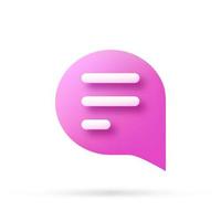 speech bubble 3d icon, Vector illustration, communication dialog bubble.