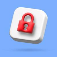 Padlock, lock. Security, safety, encryption, protection, privacy concept. 3d vector cartoon illustration. speech bubble with heart