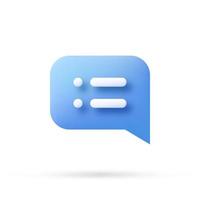 speech bubble 3d icon, Vector illustration, communication dialog bubble.