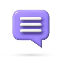 speech bubble 3d icon, Vector illustration, communication dialog bubble.