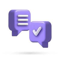 Check mark confirmation and approval icon. Vector 3d illustration.