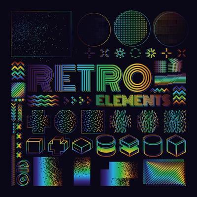 vector Memphis design elements. Retro graphics set , 80s design trends and vintage geometric element illustration. Collection of vector isolated memphis symbols