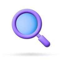 Magnifying glass. Discovery, research, search, analysis concept. 3d vector cartoon illustration. speech bubble with internet icon