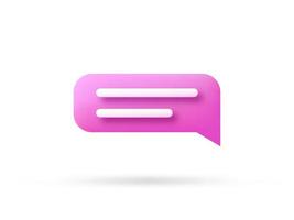 speech bubble 3d icon, Vector illustration, communication dialog bubble.