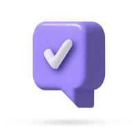 Check mark confirmation and approval icon. Vector 3d illustration.