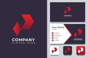 Modern Initial P logo design with business card. Professional logo suitable for your company. vector