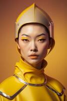 ai generado asiático mujer en futurista estilo foto
