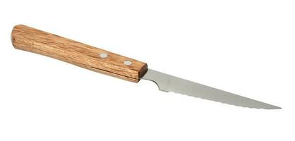 Table knife with a wooden handle on a white isolated background photo