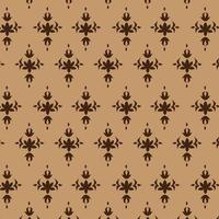 Fleur-de-lis Seamless Vector Pattern, Damask Royal Texture For Apparel, Antique Style Background With Brown Prints