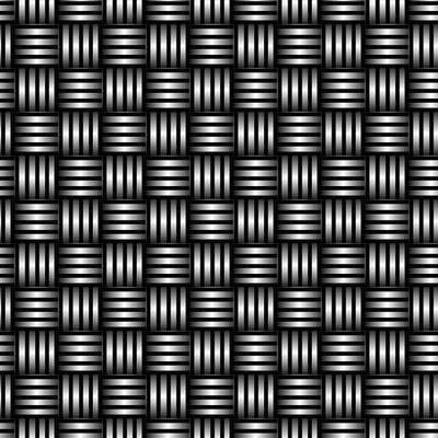 Black And White Weaved Fibre Seamless Pattern, Decorative Texture Illustration With 3d Effect, Repeating Vector Graphic Design Element