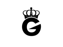 Simple Initial Letter G with Crown Logo. Letter and Crown vector isolated on white Background. Usable for Business, Travel, fashion, and Technology Logos. Flat Vector Logo Design Template Element.