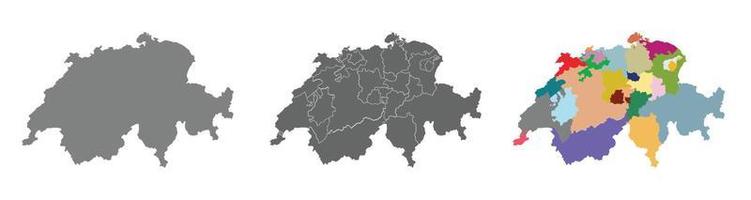 Switzerland map with high details administration regions, political map. Swiss map set vector