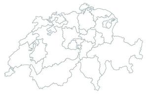 Switzerland map with high details administration regions, political map. white color vector