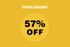 57 percent Sale and discount labels. price off tag icon flat design. vector