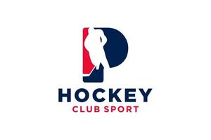 Vector initials letter P with hockey creative geometric modern logo design.