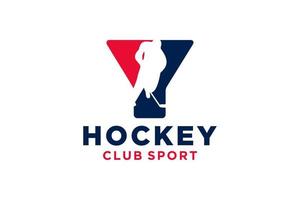Vector initials letter Y with hockey creative geometric modern logo design.