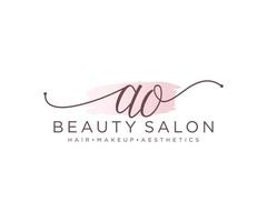 Initial AO feminine logo collections template. handwriting logo of initial signature, wedding, fashion, jewerly, boutique, floral and botanical with creative template for any company or business. vector