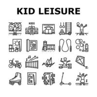 kid leisure child fun happy icons set vector