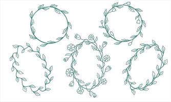 Set of frames from leaves and flowers for text. vector