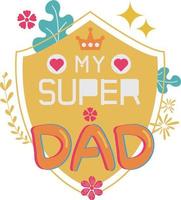 Happy Father's Day Card Shield Flat Symbol Sticker Illustration Design vector