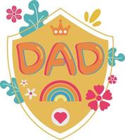 Happy Father's Day Card Shield Flat Symbol Sticker Illustration Design vector