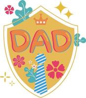 Happy Father's Day Card Shield Flat Symbol Sticker Illustration Design vector