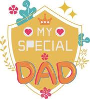 Happy Father's Day Card Shield Flat Symbol Sticker Illustration Design vector