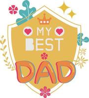 Happy Father's Day Card Shield Flat Symbol Sticker Illustration Design vector