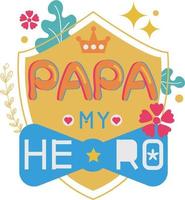 Happy Father's Day Card Shield Flat Symbol Sticker Illustration Design vector