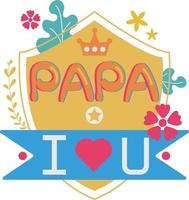 Happy Father's Day Card Shield Flat Symbol Sticker Illustration Design vector